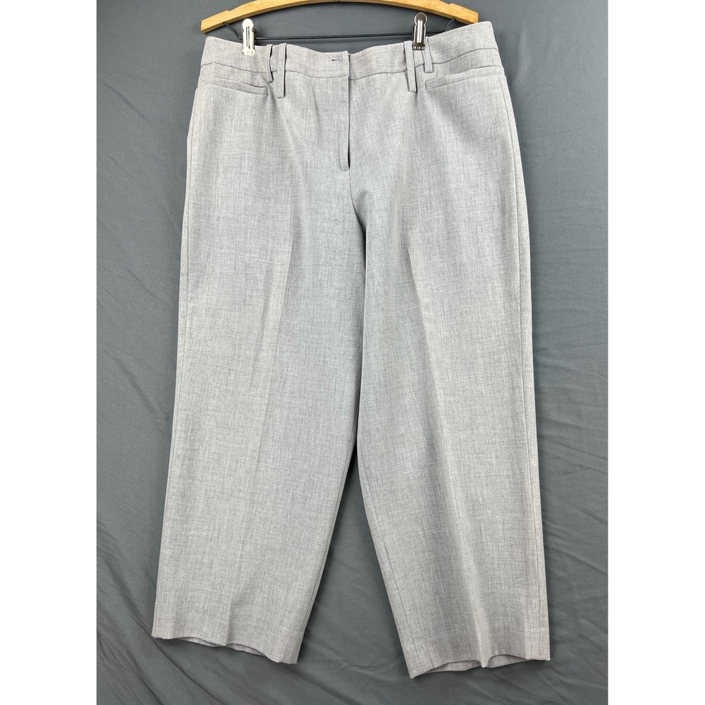 Larry Levine Pants Womens 14 Stretch Cropped Wide Leg Heather Gray Trousers Read